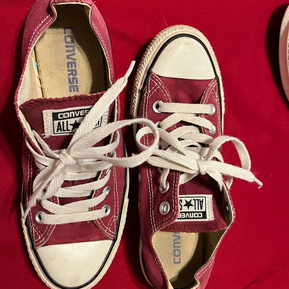 Converse Red and White Low-Top Sneakers